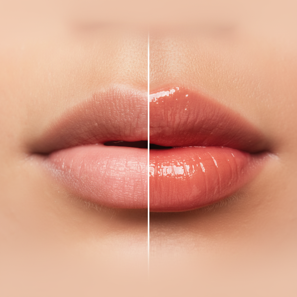Lip Oil before after Anzu style